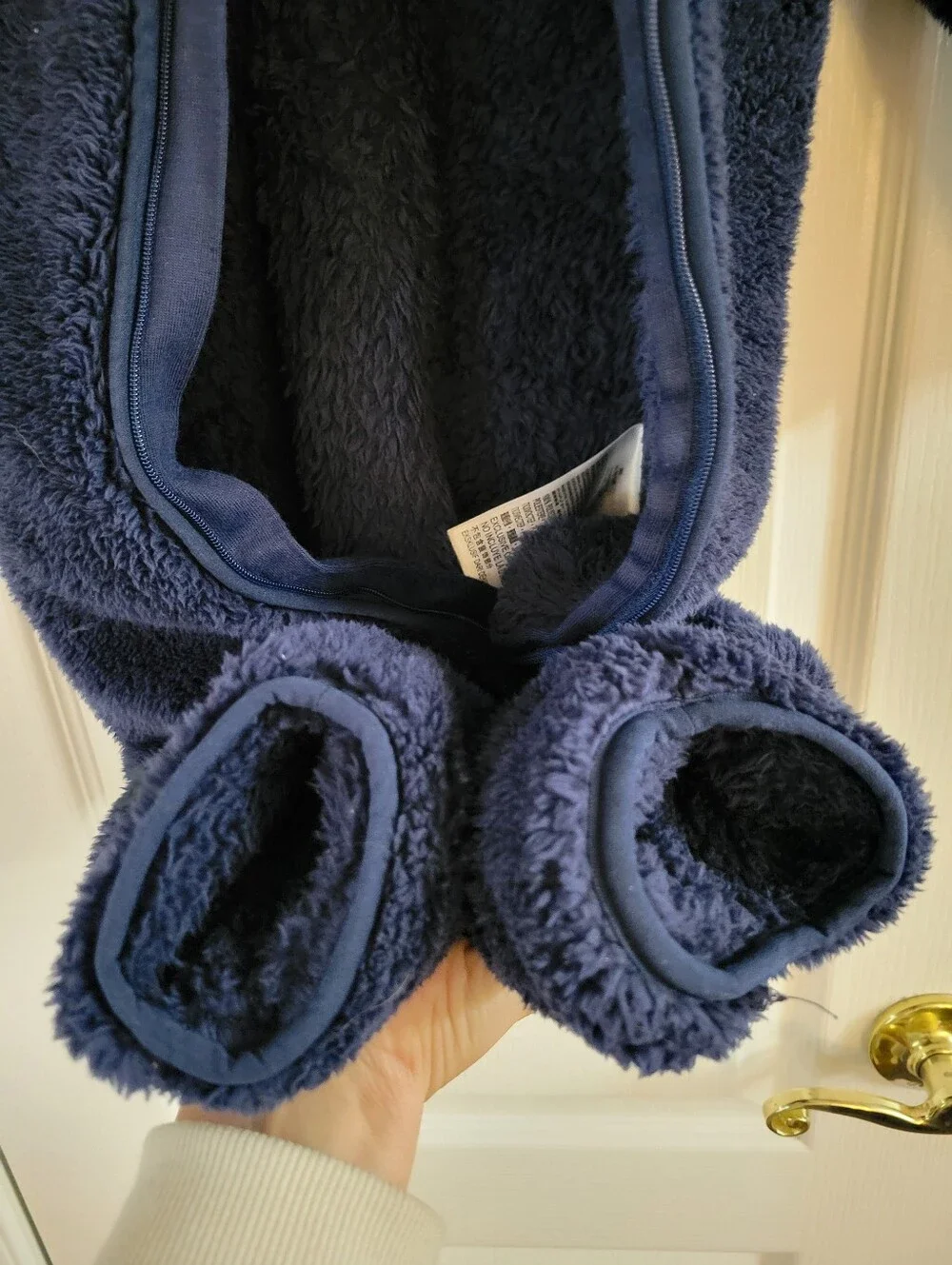 Nike Baby Hooded Sherpa Coverall Bunting Romper Navy Blue 9M Winter
